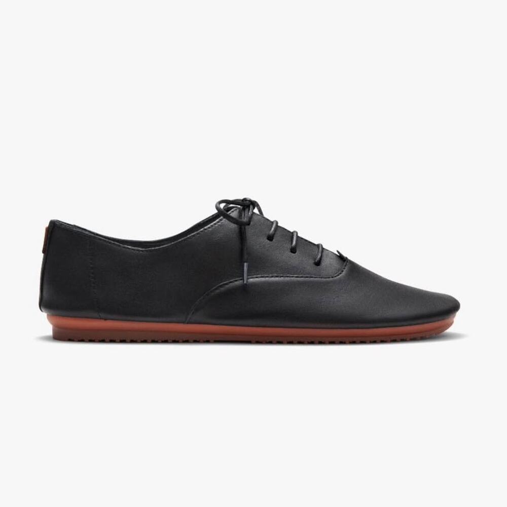 Anothersole Size 37 US 6-6.5 Lucie II Smooth Leather Black Flat Sneaker Shoe